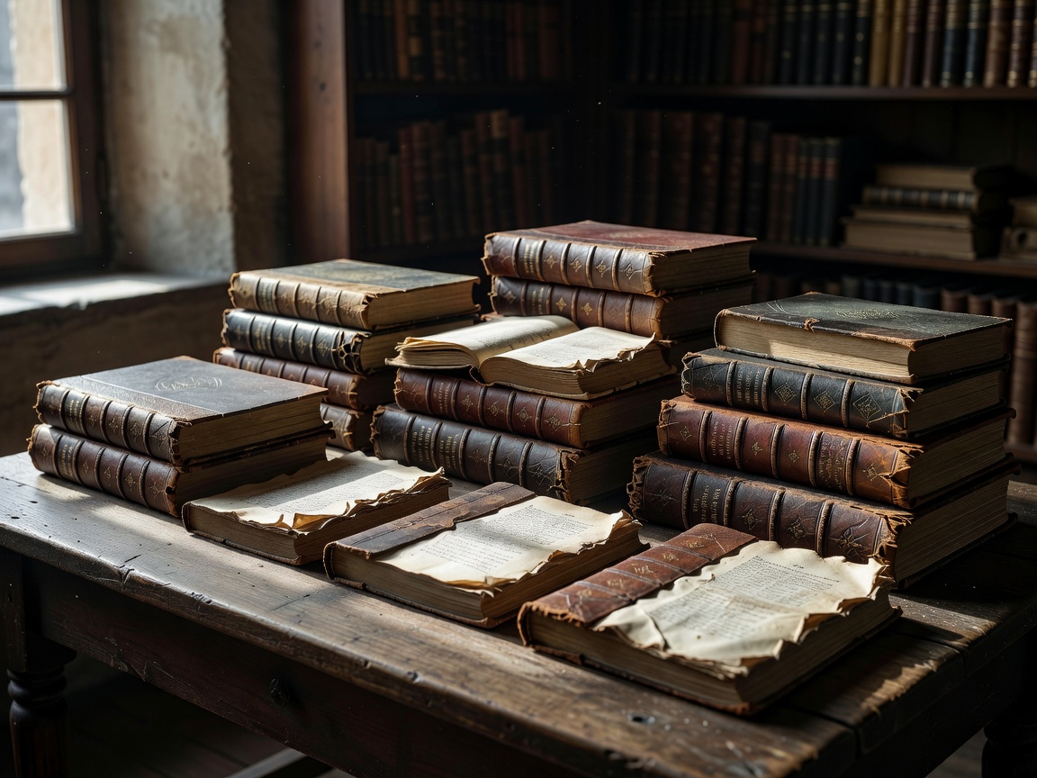 Antique Leather Bound Czech Books and Manuscripts
